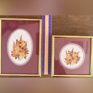 Set of Two Signed Marobella Originals Authentic Framed Pressed Flowers